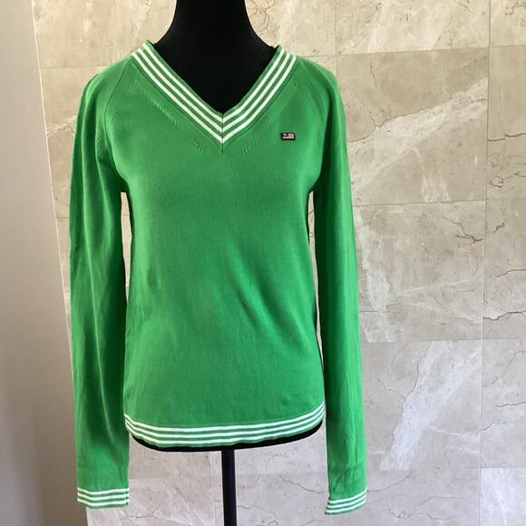 Vintage Polo Ralph Lauren Women’s Tennis Sweater Medium Green Fall Y2K Preppy - Picture 1 of 8